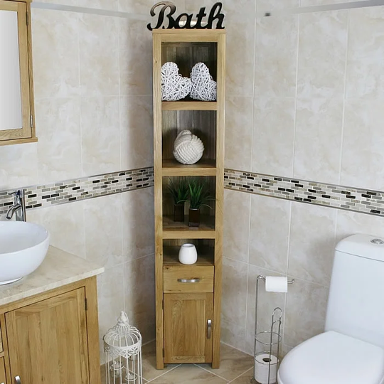 Karli 35 x 180cm Free Standing Tall Bathroom Cabinet