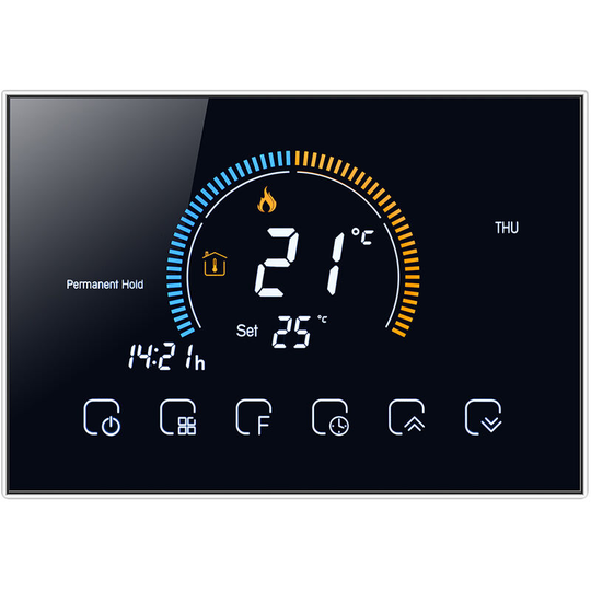 95-240V Programmable Thermostat 5+1+1 Six Periods Touchscreen LCD with Backlight Water Heating Thermoregulator Lock Function,model:Black Non-wifi