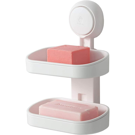 Ilovemilan - Double layer soap dish suction cup soap holder, powerful sponge holder for shower, bathroom, bathtub and kitchen sink, no drilling,