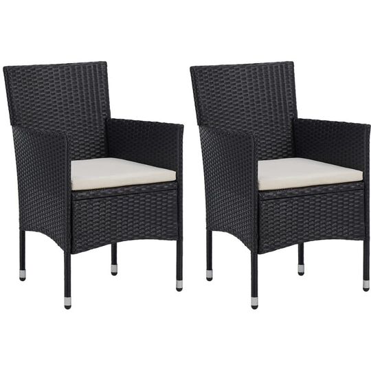 Garden Dining Chairs 2 pcs Poly Rattan Black Vidaxl Black