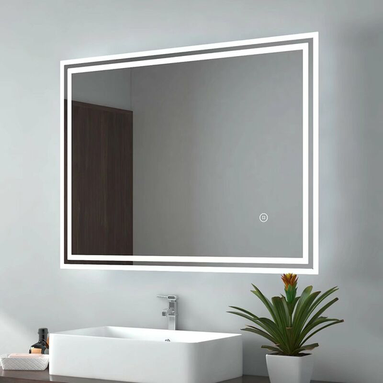 Wall Mounted Illuminated led Bathroom Mirror with Lights 700x900mm Touch Control Anti-Fog - 700x900mm/Touch+Demister - Emke