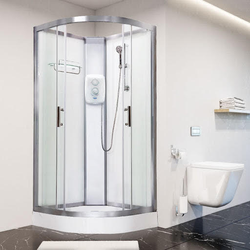 Vidalux Pure E Shower Cabin 1000mm with White Triton Electric Shower 9.5kW - White