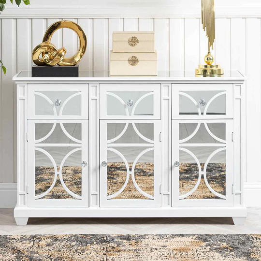 Violetta 40cm Wide Sideboard, 3 Drawer Wooden Buffet Cabinet with Mirrored Tabletop