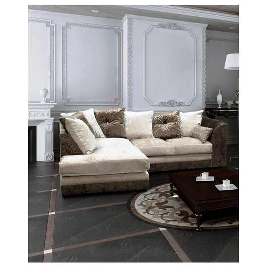 Bella Left Hand Facing Crushed Velvet Corner Sofa - Brown & Mink