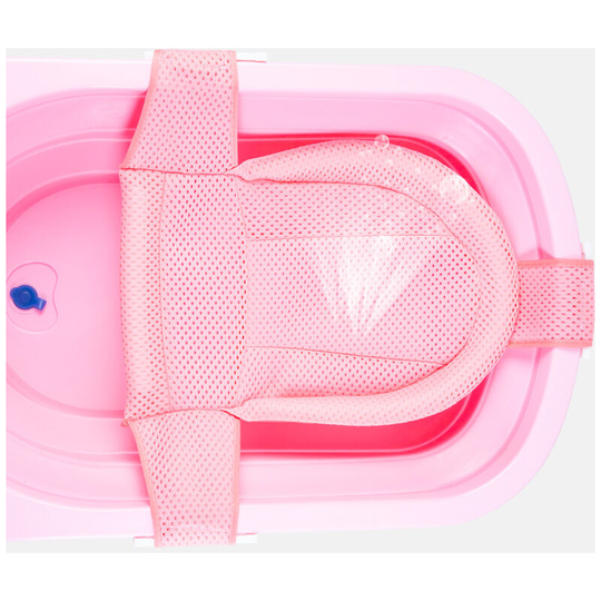 Ilovemilan - Baby shower net Newborn shower net bag Children's bath net bathtub Adjustable bath frame Bath mat Bath bed (pink)