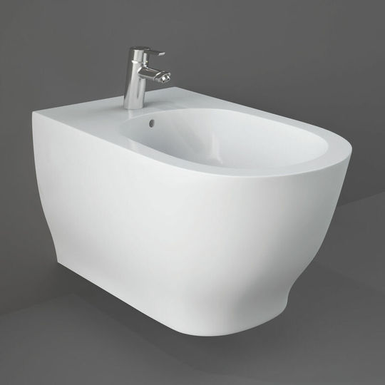 Rakceramics - rak Moon Wall Hung Bidet 560mm Projection 1 Tap Hole (Tap Not Included)