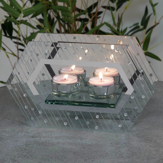 Fairmont Park® Mirror Glass Raindrop Design Double Tealight Holder