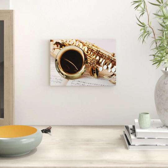 "Saxophone Instrument & Sheet Music" Graphic Art