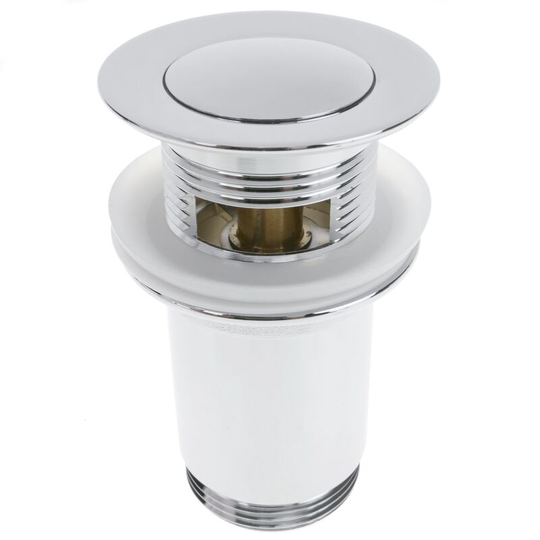 Basin sink waste tap plug 9cm. Slotted bathroom push pop up sprung universal G1-1/4 chrome - Primematik
