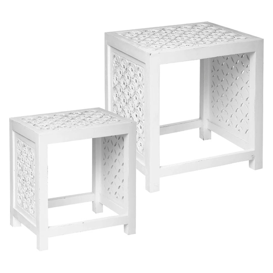 "Fanny" White Coffee Tables, Set Of 2