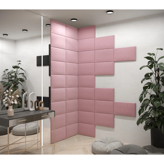 Beyla 30 cm x 50 cm Peel and Stick Upholstered Wall Paneling in Pink