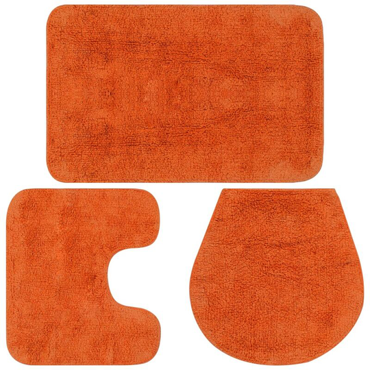 Vidaxl - Bathroom Mat Set 3 Pieces Fabric Orange Orange