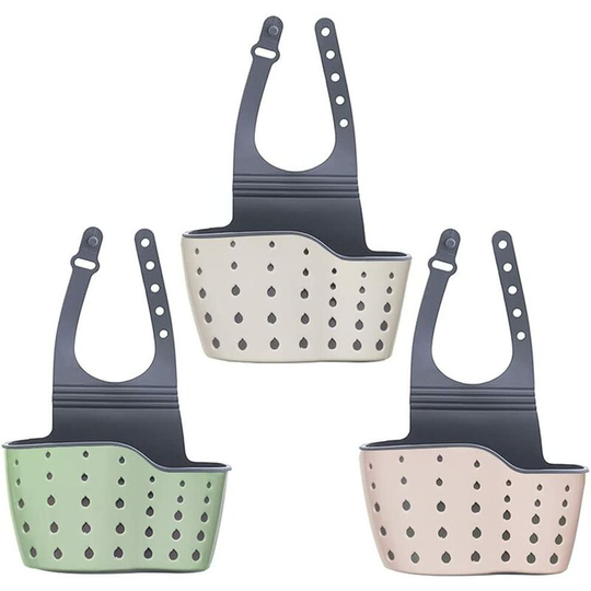 Sunflowergb - 3 Pcs Hanging Kitchen Sink Sponge Holders, Soap Sponge Drainer Hanging Basket, Washing Accessories Storage Basket