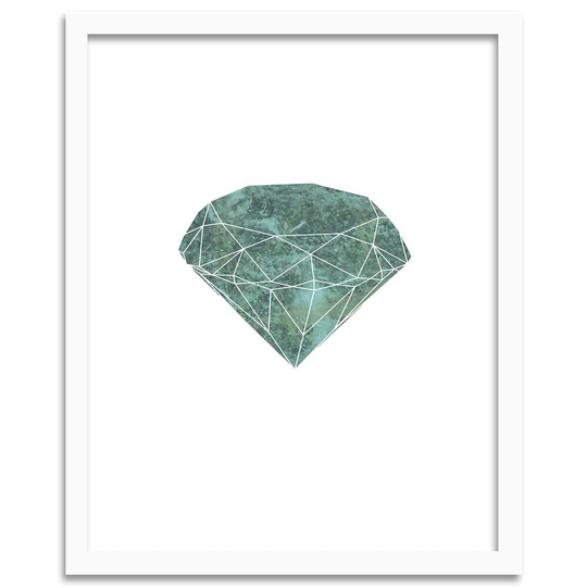 'Green Diamond' - Picture Frame Graphic Art Print on Paper