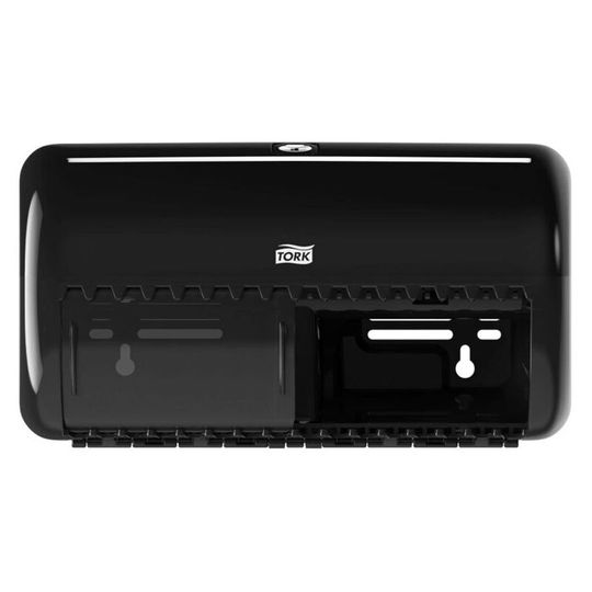 Tork 557008 Black Twin Toilet Roll Dispenser - Black
