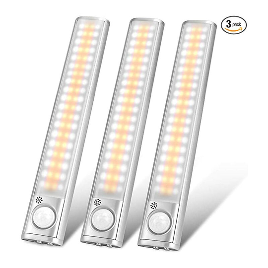 80 led Under Cabinet Lights for Closet, Wireless Dimmable usb Rechargeable Indoor Motion Sensor Light for Kitchen, Cabinet, Garage, Stairs, Bedroom
