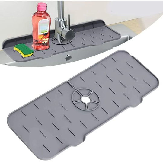 Silicone Faucet Sink Mat Sink Splash Guard, Kitchen Faucet Splash Pad, Sink Drain Pad Behind Faucet, Bathroom Drip Protector Splashback Countertop