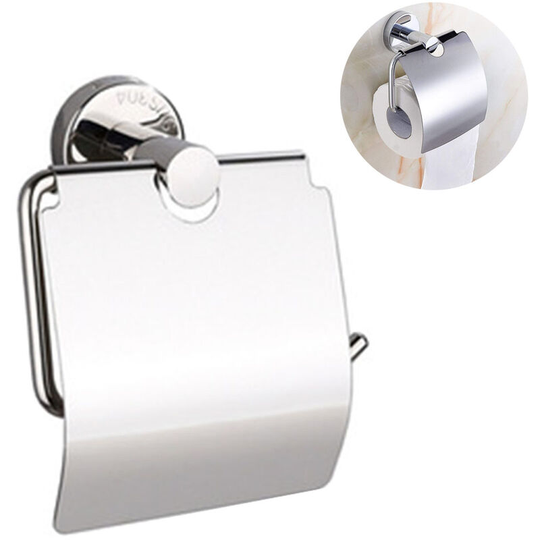 Stainless Steel Toilet Paper Holder Wall Mounted Toilet Tissue Roll Holder for Bathroom, Brushed Finish With Water Cover-Bright silver