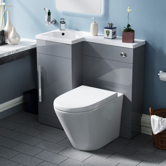 Neshome - Ellen 900mm Light Grey wc Flat Pack Vanity Unit Sink Toilet Suite - Flat Pack