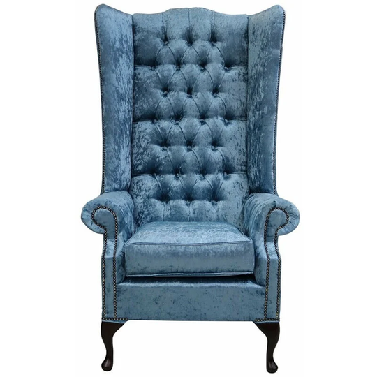 Chesterfield Soho Velvet High Back Wing Chair Shimmer Aqua Blue