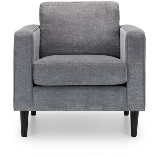 Dining Accent Chair Dark Grey Chenille Fabric Upholstered - Marguerite