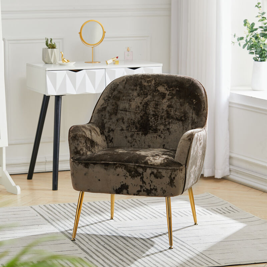 Comfortable Velvet Upholstered Living Room Armchair,Coffee - Livingandhome