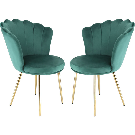 Daisy Accent Chairs in Green Velvet, Set of 2