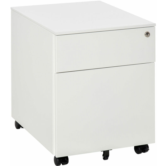 Mobile File Cabinet Steel Lockable w/ Pencil Tray for A4, Letters White - White - Vinsetto