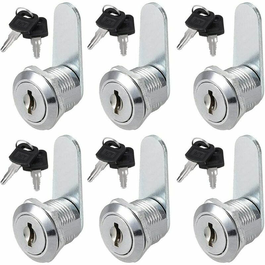 Morejieka - BR-Vie 6Pcs Cylinder Cam Lock, 20mm Cabinet Door Lock Cylinder Furniture Lock Mailbox Lock Office Drawer Lock, for Close Cabinet Drawer