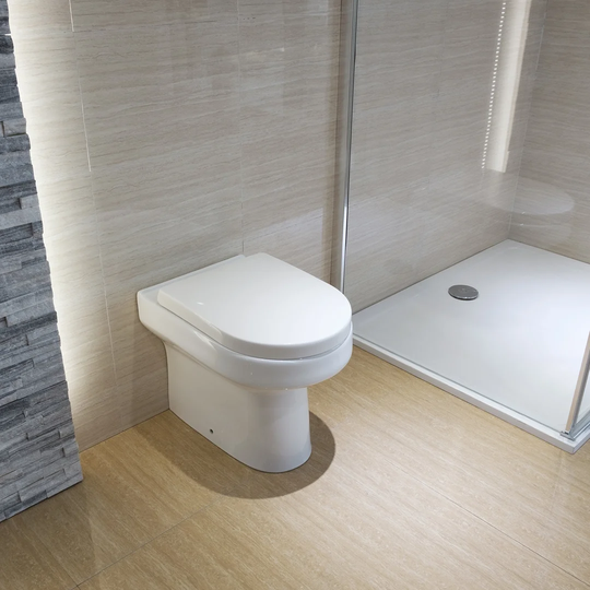 BTW Toilet Ceramic White Soft Close Back To Wall Round Modern Bathroom
