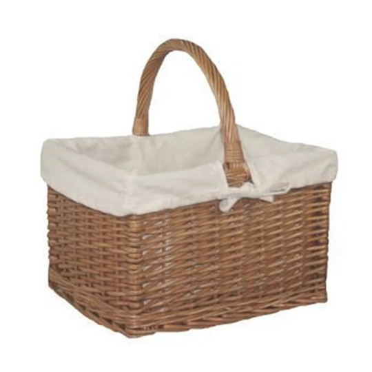 Lebeau Butcher Lined Wicker Basket with Rose Lining