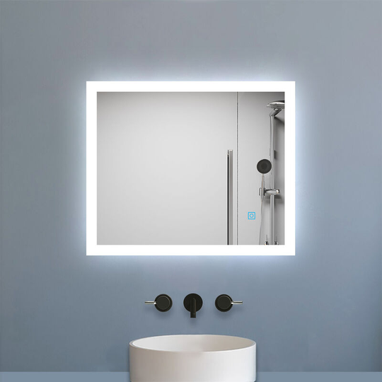 Biubiubath - Wall Mounted Illuminated led Bathroom Mirror with Lights 600 x 500mm Sensor Touch with Demister Pad