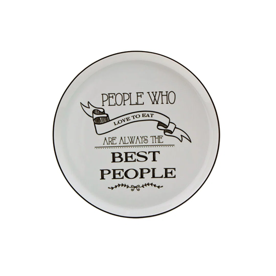 Rabayda Be Happy Set Of 6 Dinner Plates, Black - White, 28 Cm