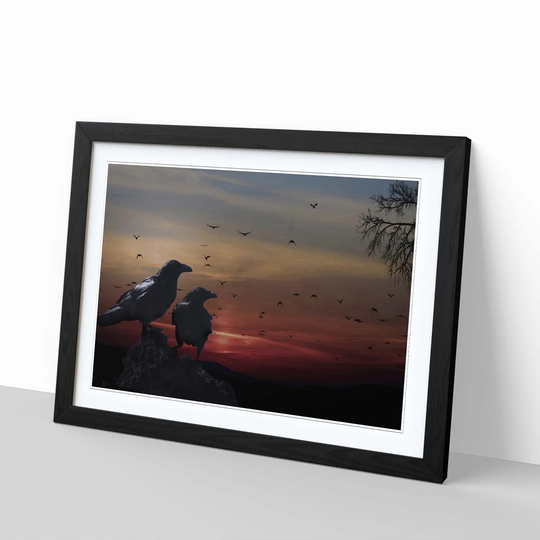 'Crows Sunset' Framed Photographic Print