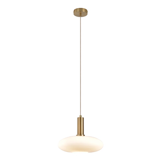 Chelsea Pendant - Pendant In Elipsoid Shaped White Glass And Brass Socket, 150 Cm Fabric Cord 150 Cm Fabric Cord Bulb: E27/40W