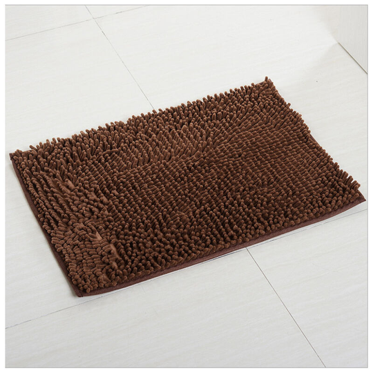 Absorbent Soft Chenille Microfiber Non-Slip Bathroom Mat Machine Washable 40 * 60cm Brown
