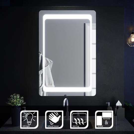 Illuminated led Mirror Rectangular Bathroom Mirror with ir Sensor 900x600mm Bathroom Mirror - Elegant