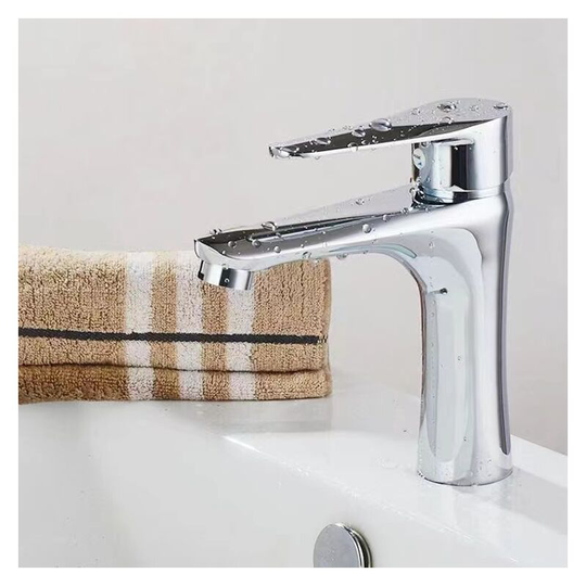 Perlerare - Basin Mixer Tap Low Spout, Complete Bathroom Faucet, Hand Basin Faucet for Sink, Brass Body, Chrome Finish, Silver