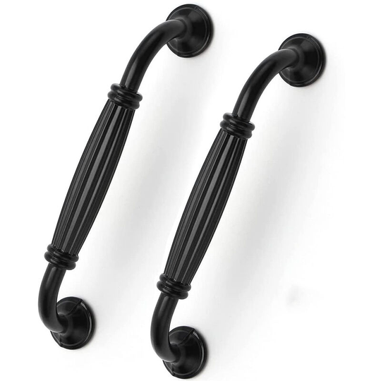 Set of 2 Matte Black Aluminum Cabinet Door Handles, Long Knot Drawer Handles for Kitchen, Bedroom (Center Hole 96mm)