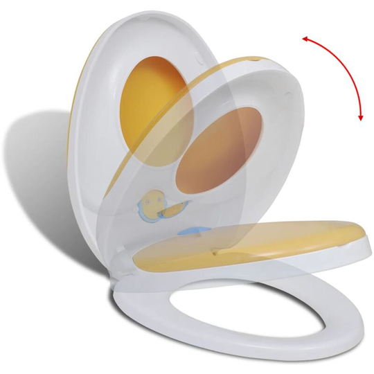 White & Yellow Soft-close Toilet Seat Adults/Children VDTD04138