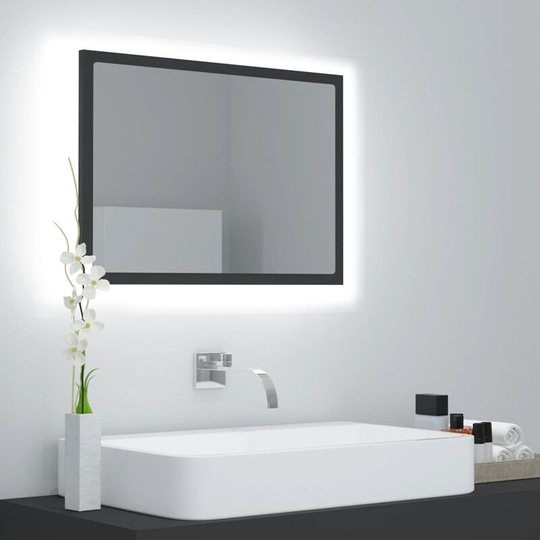 Led Bathroom Mirror Grey 60x8.5x37 cm Chipboard