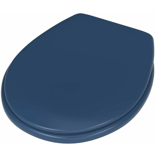 NymaCARE Bathroom Toilet Seat WC Dark Blue Stainless Steel Pillar Hinge Top Fix