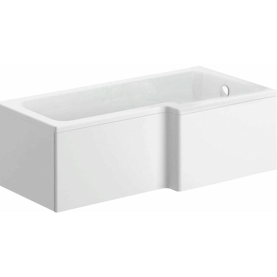 1700mm l Shaped Shower Bath Right Hand Bathtub Only - White