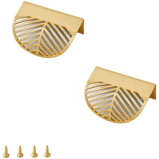Gold Leaf Kitchen Door Handle, 2 Pieces Zinc Alloy Leaf Knob, Copper Drawer Pulls, for Furniture, Cabinet, Gold, as shown
