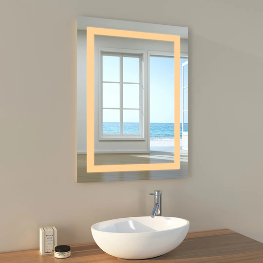 Bathroom Mirror With Lighting, Wall Mirror 80X60 Cm Wall Switch (The Switch Is Not Included.) Led Bathroom Mirror Warm White Bathroom Mirror With Ligh