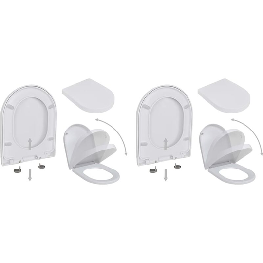 Toilet Seats with Soft Close Lids 2 pcs Plastic White Vidaxl White