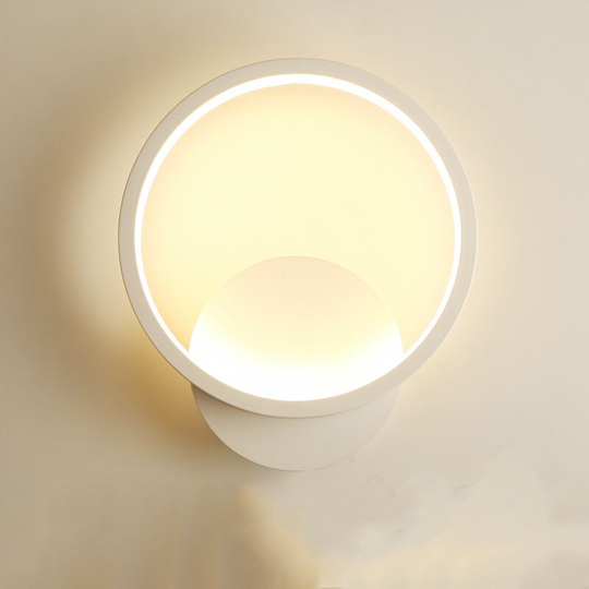 Indoor small simple wall lamp round bedside lamp bedroom bedside creative aisle corridor decorative lamps (round white)