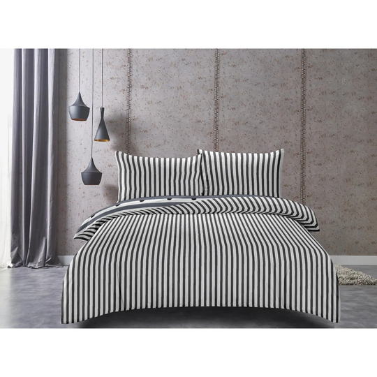 Lipari Grey/White/Yellow Cotton 130 TC Reversible Duvet Cover Set