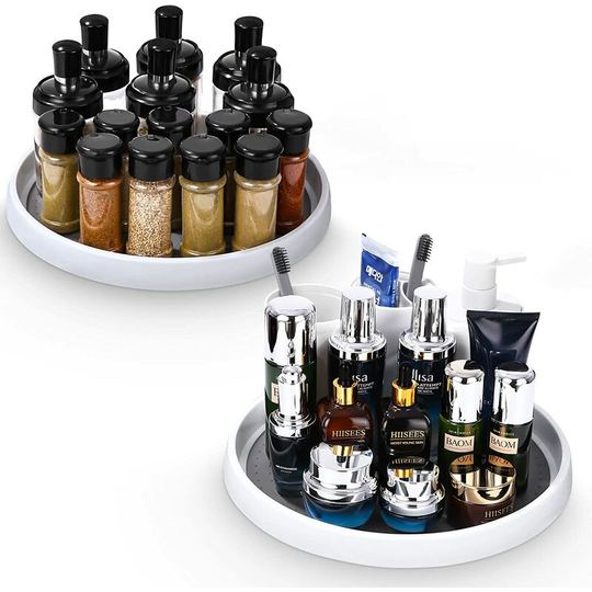 Set of 2 Spice Carousel Spice Cabinet Spice Rack Kitchen Rotating Spice Carousel Spice Rack Rotating Tray (2 x 30 cm)