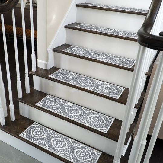 Flower Design Non-Slip Grey Stair Tread